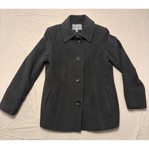 Vintage Bromley Collection Pea Coat Wool Black Career Classic Lined Warm Women M